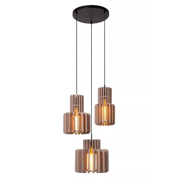 Lucide Rollo - lampe suspendue - Ø 50 x 150 cm - taupe