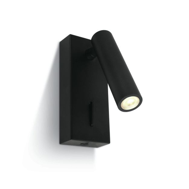 ONE Light Reading Spots - applique murale avec interrupteur - 5 x 2,5 x 12 cm - 3W LED incl. - noir