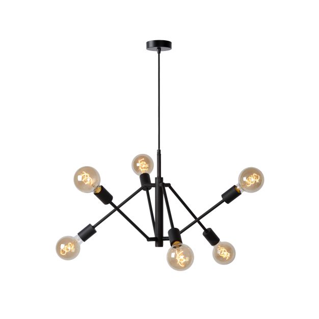 Lucide Lester - lampe suspendue - Ø 50 x 150 cm - noir