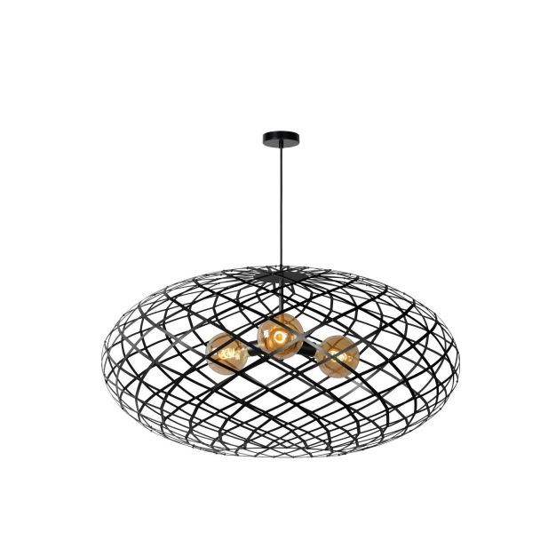 Lucide Wolfram - lampe suspendue - Ø 100 x 52 cm - noir