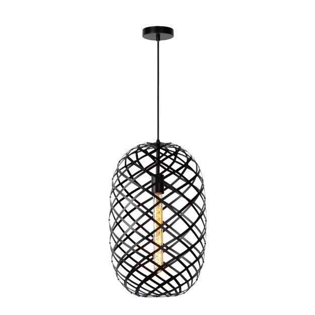 Lucide Wolfram - lampe suspendue - Ø 32 x 180 cm - noir