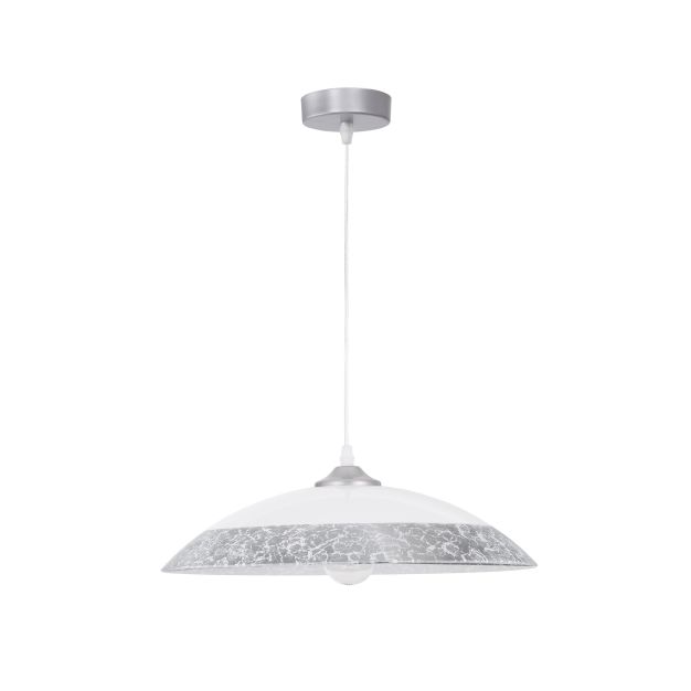 Nova Luce Benito - lampe suspendue - Ø 40 x 120 cm - blanc et argent