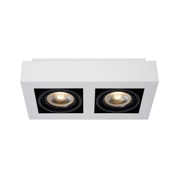 Lucide Zefix - spot en saillie 2L - 34 x 18,5 x 9 cm - 2 x 12W LED dimmable incl - dim to warm - blanc et noir