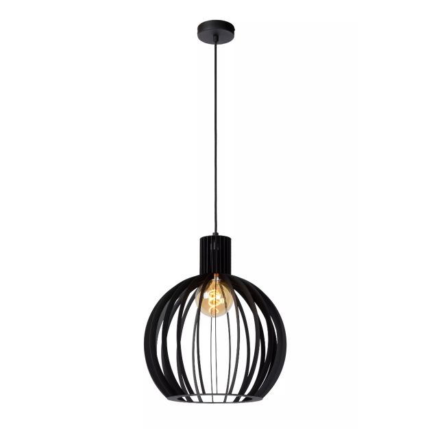 Lucide Mikaela - lampe suspendue - Ø 35 x 190 cm - noir