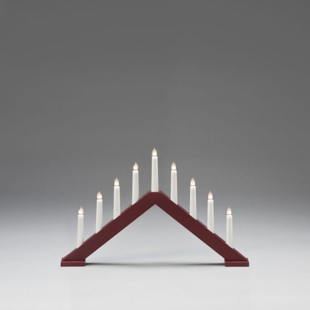 Konstsmide Christmas lights - bougeoir de Noël en bois - 50,6 x 5 x 32 cm - rouge foncé mat