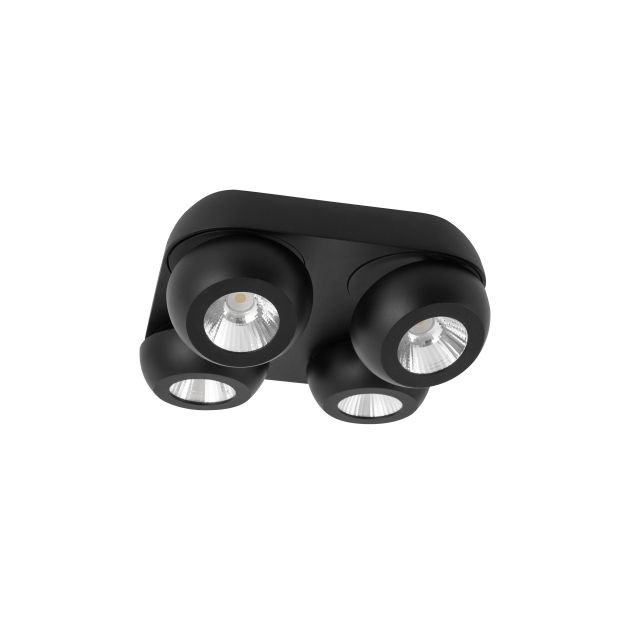 Nova Luce Gon - spot en saillie 4L - 25 x 25 x 9 cm - 4 x 5W LED incl. - noir sable