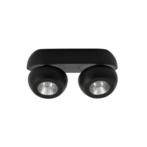 Nova Luce Gon - spot en saillie 2L - 25 x 11 x 9 cm - 2 x 5W LED incl. - noir sable