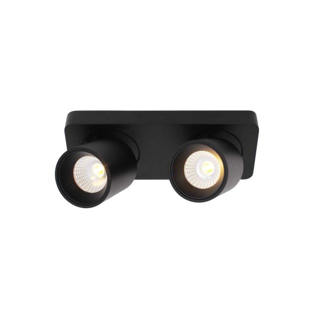 Artdelight Laguna - spot en saillie 2L - 22 x 8,5 x 9,5 cm - 2 x 6W LED dimmable incl - noir