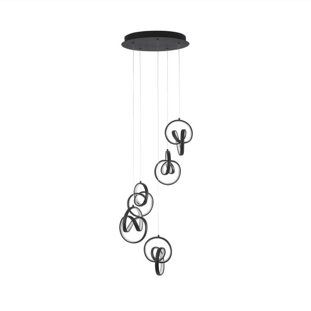 Nova Luce Rings - lampe suspendue - Ø 40 x 120 cm - 60W LED dimmable incl. - noir sable