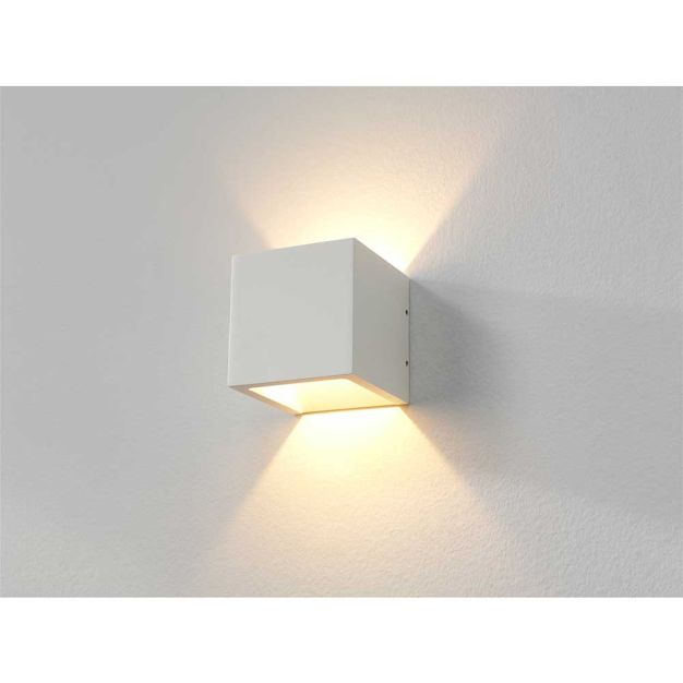 Artdelight Cube - applique murale extérieure - 10 x 10 x 10 cm - 6W LED dimmable incl - dim to warm - IP54 - blanc