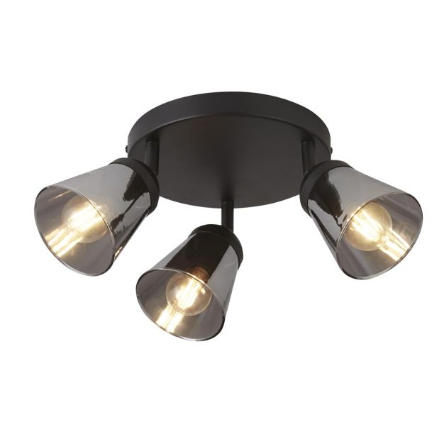Searchlight Mega - spot apparent 3L - Ø 42 x 11 cm - noir et verre fumé