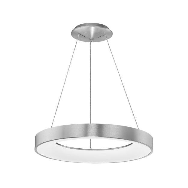 Nova Luce Rando Thin - lampe suspendue - Ø 60 x 120 cm - 50W LED dimmable incl - argent brossé