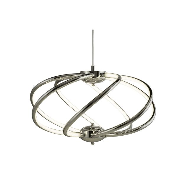 Searchlight Bardot - lampe suspendue - Ø 51 x 150 cm - 42W LED dimmable incl - chrome et blanc