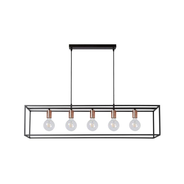 Lucide Arthur - lampe suspendue - 110 x 25 x 155 cm - noir et cuivre