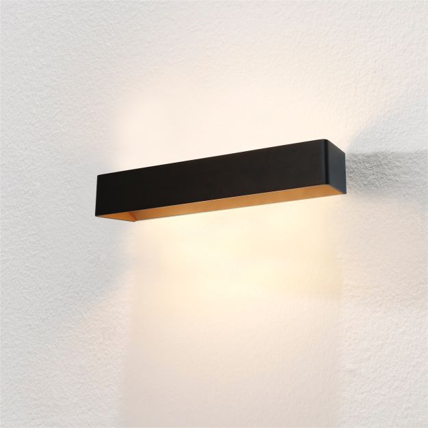 Artdelight Mainz XL - applique murale - 50 x 10 x 7 cm - 2 x 6,3W LED dimmable incl - noir et or