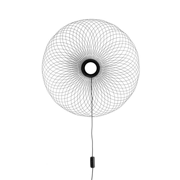 VK Lighting Synnefo - applique murale avec interrupteur à câble et prise - Ø 61 ou 74 cm - 8W LED incl. - noir