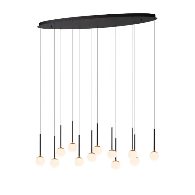 Lucide Calina - lampe suspendue - 143,2 x 35 x 169,3 cm - 12 x 7,7W LED dimmable incl - noir