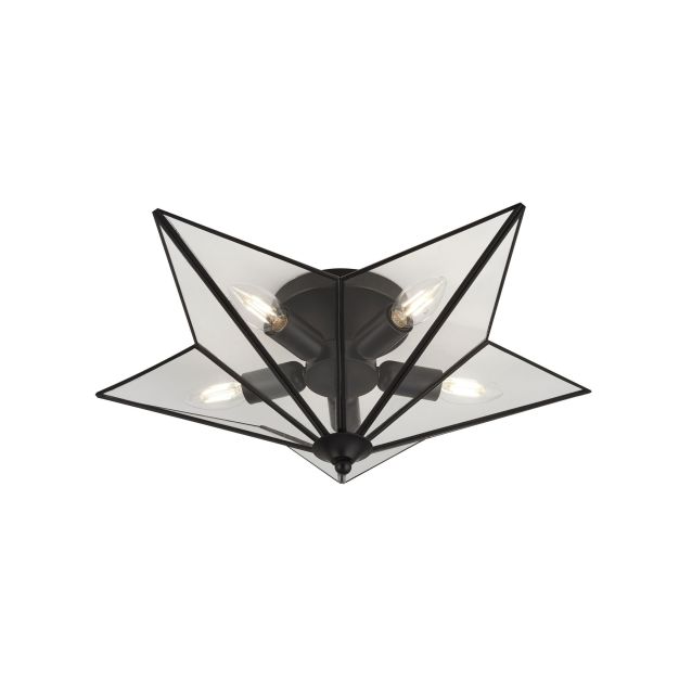 Searchlight Star - plafonnier - 50,5 x 50,5 x 18 cm - noir et transparent