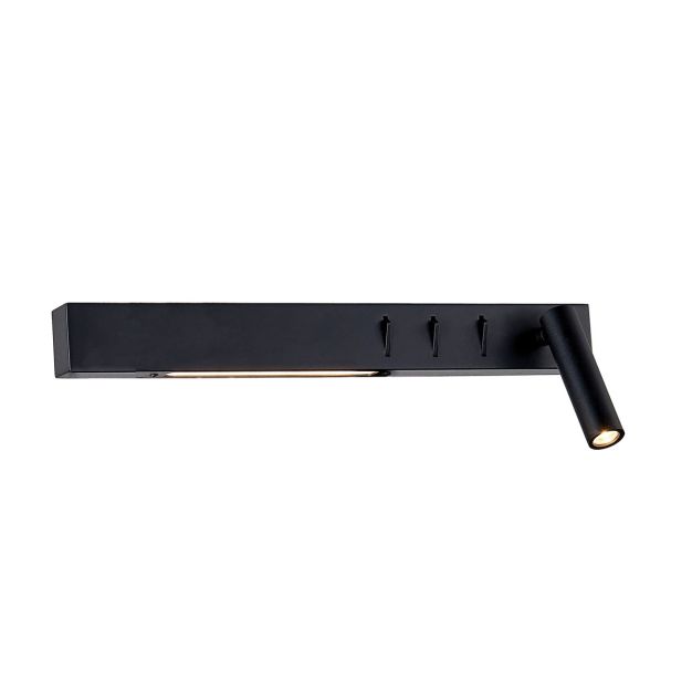 VK Lighting Bar - applique murale avec liseuse à droite - 40 x 17 x 5 cm - 3W + 2 x 6W LED incl. - noir