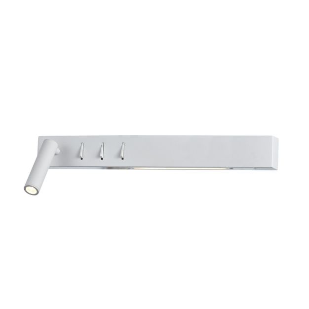 VK Lighting Bar - applique murale avec liseuse à gauche - 40 x 17 x 5 cm - 3W + 2x6W LED incl. - blanc