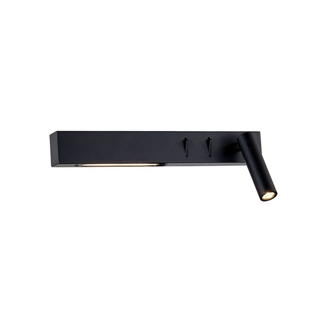 VK Lighting Bar - applique murale avec liseuse à droite - 30 x 17 x 5 cm - 3W + 6W LED incl. - noir