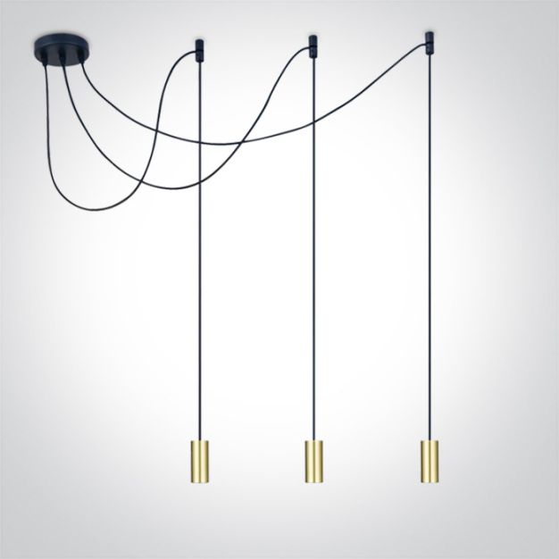 ONE Light E27 Suspension Tubes - lampe suspendue - Ø 4,2 x 209,5 cm - laiton brossé