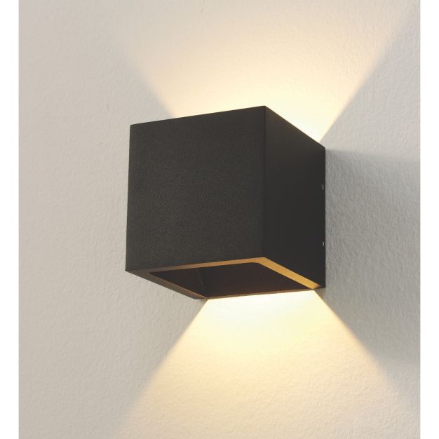 Artdelight Cube - applique murale d'extérieur - 10 x 10 x 10 cm - 6W LED dimmable incl. - IP54 - noir