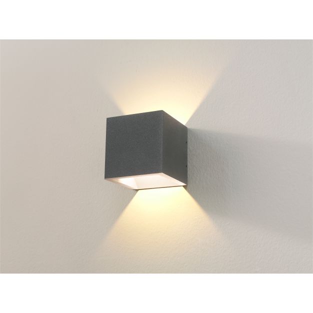 Artdelight Cube - Applique d'extérieur - 10 x 10 x 10 cm - 6W LED dimmable incl. - IP54 - graphite