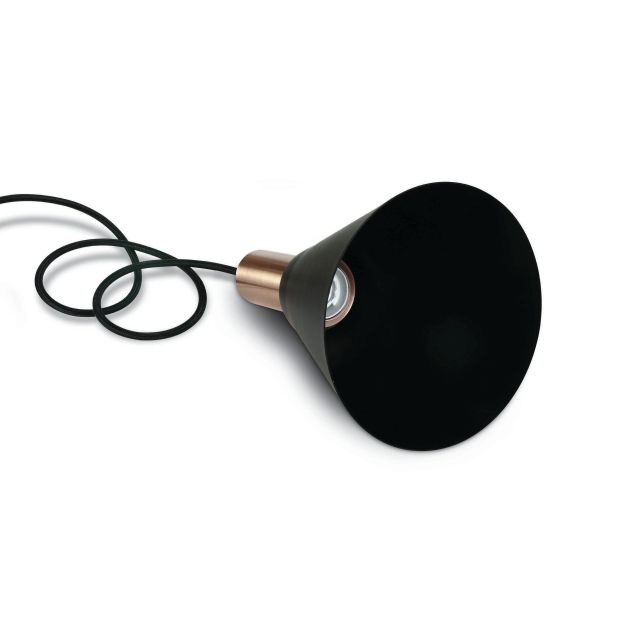 ONE Light E27 Pendant Cones - lampe suspendue - Ø 15,3 x 222,8 cm - cuivre et noir