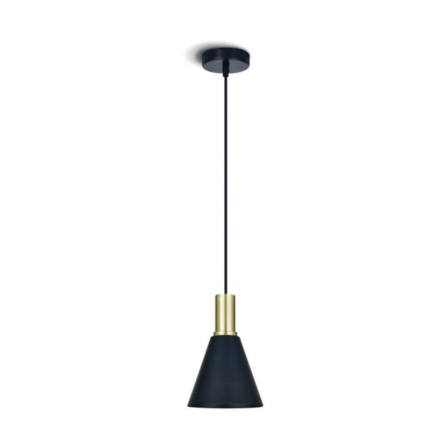 ONE Light E27 Cones - lampe suspendue - Ø 15,3 x 222,8 cm - laiton brossé et noir