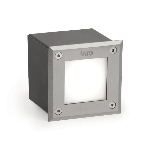 Faro Led-18 - applique encastrée - 9,5 x 9,5 x 7 cm - 3W LED incl. - IP67 - acier inoxydable satiné - couleur de lumière blanc chaud