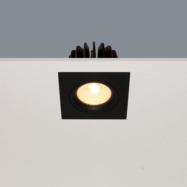 Artdelight Venice 2508 - spot encastrable - 80 x 80 mm, Ø 68 mm encastrable - 8W LED dimmable incl - IP44 - noir