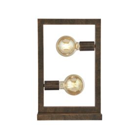Searchlight Oblong - lampe de table - 12 x 46 cm - marron rustique