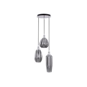 Nova Luce Zarley - lampe suspendue - Ø 35,5 x 120 cm - chrome et gris fumée