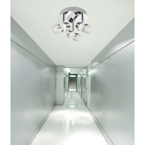 Searchlight Bubbles - spot en saillie 3L - Ø 28 x 15,5 cm - 3 x 4,5W LED dimmable inclus - IP44 - chrome