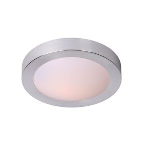 Lucide Fresh 2 - plafonnier - Ø 35 x 10 cm - IP44 - aluminium brossé