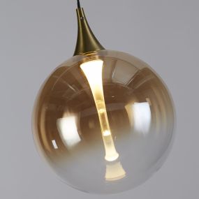 Searchlight Alchemy - lampe suspendue - Ø 16 x 150 cm - 4W LED incl - noir, or et ambre
