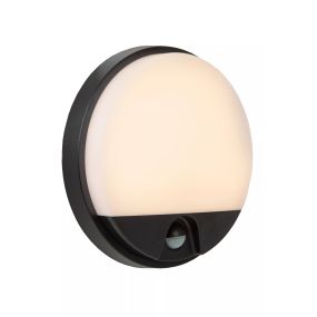 Lucide Hups IR - applique murale extérieure avec détecteur - Ø 21 x 4,9 cm - 10W LED incl. - IP54 - noir