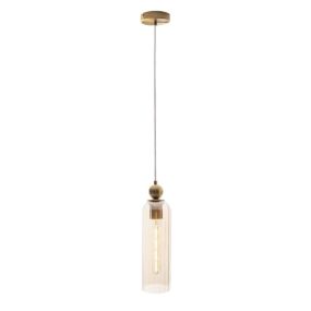 Maxlight Campanila - lampe suspendue - Ø 11 x 158 cm - laiton et ambre
