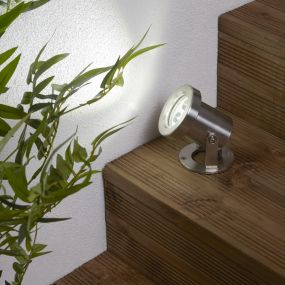 Searchlight Outdoor - spot au sol - 8 x 9 cm - 3W LED inclus - IP65 - acier inoxydable