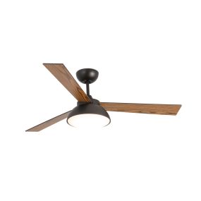 Faro Rodas - ventilateur de plafond avec lumière, télécommande et minuterie - ventilateur intelligent - Ø 132 cm - 20W LED dimmable incl. - brun foncé