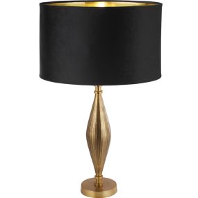Searchlight Rye - lampe à poser - Ø 40 x 70 cm - laiton antique, or et noir