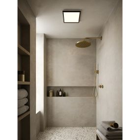 Nordlux Oja - plafonnier de salle de bains - 29,4 x 29,4 x 2,3 cm - 3 étapes Moodmaker Fonction SceneSelect - 14,5W LED incl. - IP54 - noir