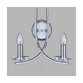 Searchlight Ascona - applique murale avec interrupteur à tirette - 30 x 29 cm - chrome