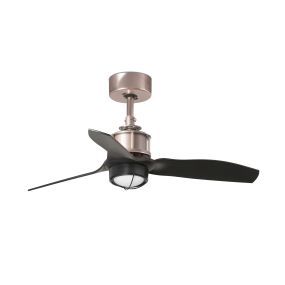 Faro Just Fan XS - ventilateur de plafond avec lumière et télécommande - Ø 81 cm - 17W LED incl. - noir mat et cuivre