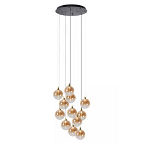 Lucide Gisela - lampe suspendue - Ø 61 x 326 cm - 12 x 3,6W LED dimmable incl - amber