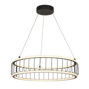 Searchlight Circolo - lampe suspendue - Ø 58 x 150 cm - 3 niveaux de gradation - 47W LED incl. - noir et blanc