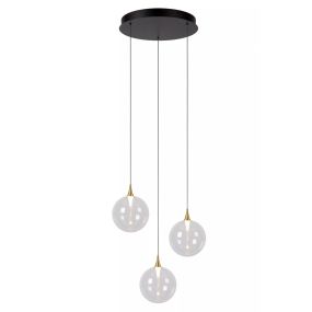 Lucide Gisela - lampe suspendue - Ø 36 x 150 cm - 3 x 3,6W LED dimmable inclus - transparent