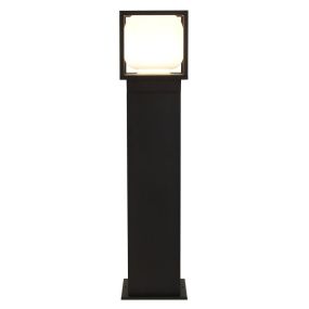 Searchlight Athens - mât de jardin - 15 x 15 x 65 cm - 9 W LED inclus - IP54 - noir et opale