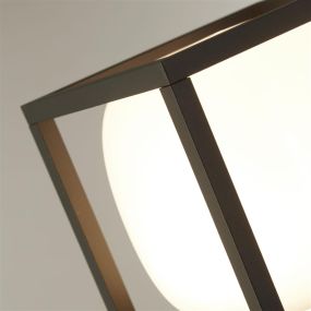 Searchlight Athens - mât de jardin - 15 x 15 x 65 cm - 9 W LED inclus - IP54 - noir et opale